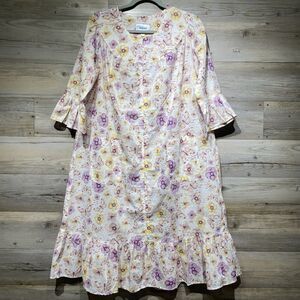 National House Dress Coat Zip-Up Mumu Small / Oversized Floral Butterfly Granny